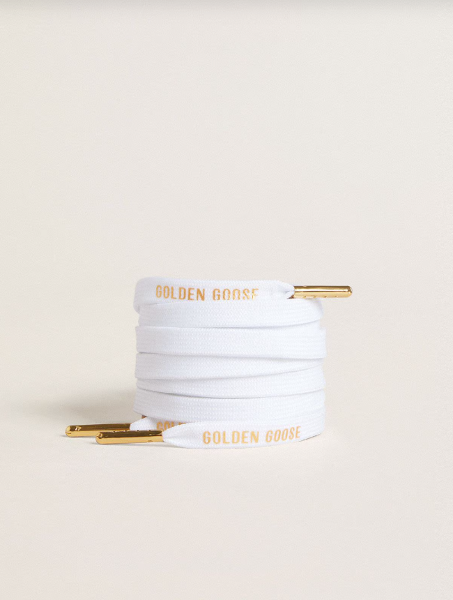 Golden Goose White cotton laces with contrasting gold logo