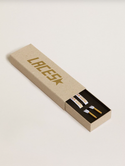 Golden Goose White cotton laces with contrasting gold logo