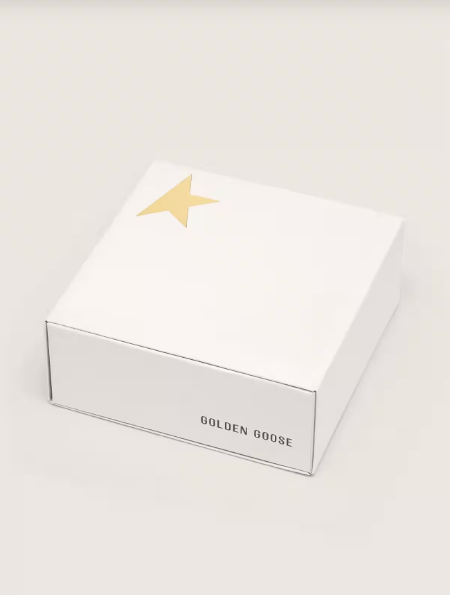 Golden Goose Gray and black animal-print laces with contrasting gold logo
