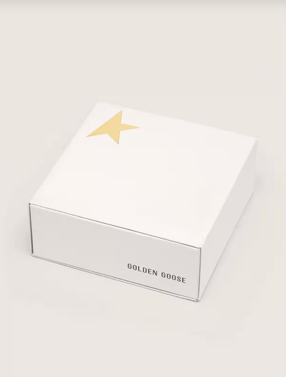 Golden Goose Gray and black animal-print laces with contrasting gold logo