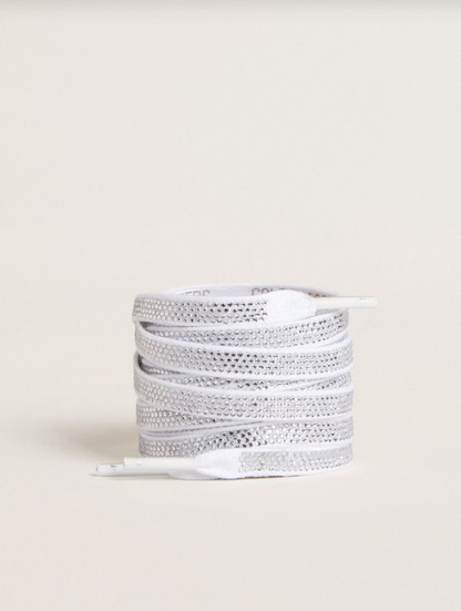 Golden Goose Swarovski laces with contrasting gray logo