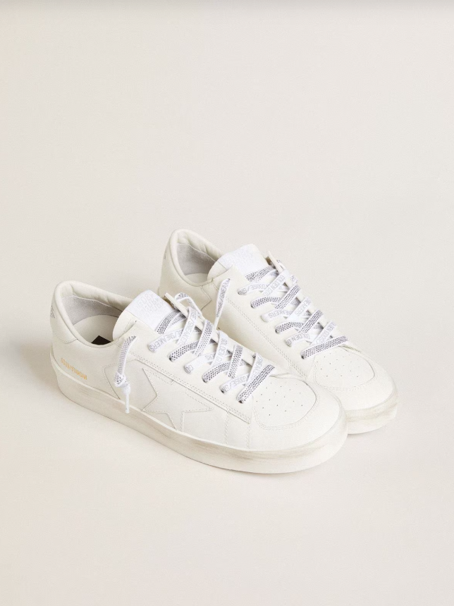 Golden Goose Swarovski laces with contrasting gray logo