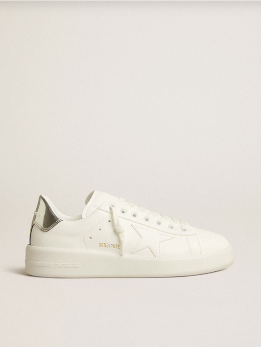 Golden Goose bio-based Purestar with white star and mirror-effect heel tab