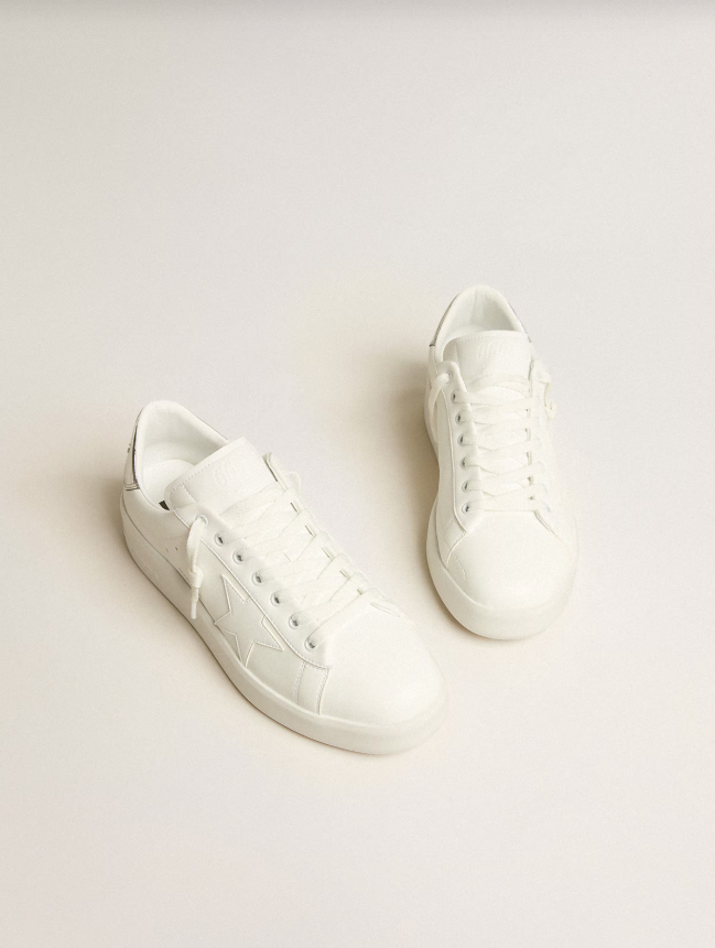 Golden Goose bio-based Purestar with white star and mirror-effect heel tab