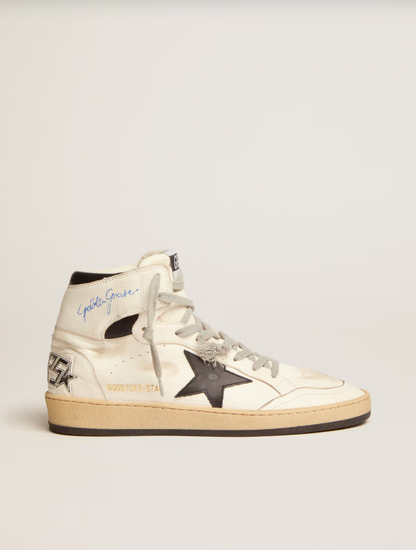 Golden Goose Sky-Star in white leather with black leather star