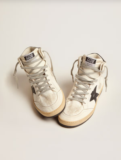 Golden Goose Sky-Star in white leather with black leather star