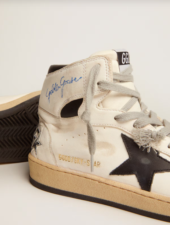 Golden Goose Sky-Star in white leather with black leather star