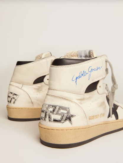 Golden Goose Sky-Star in white leather with black leather star