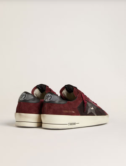 Golden Goose Stardan in black mesh and burgundy suede with white leather star