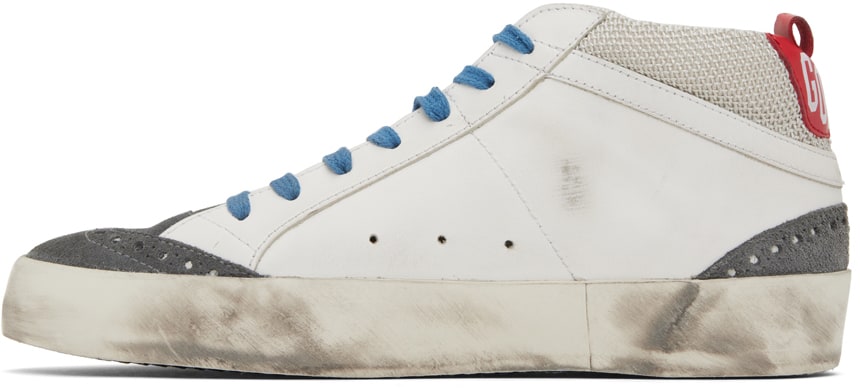 GOLDEN GOOSE White & Gray Mid Star Double Quarter Sneakers