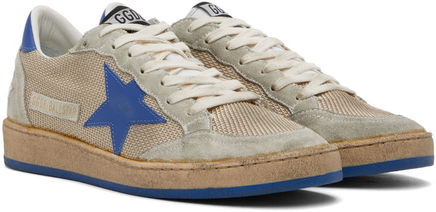 GOLDEN GOOSE Beige & Blue Ball Star Sneakers