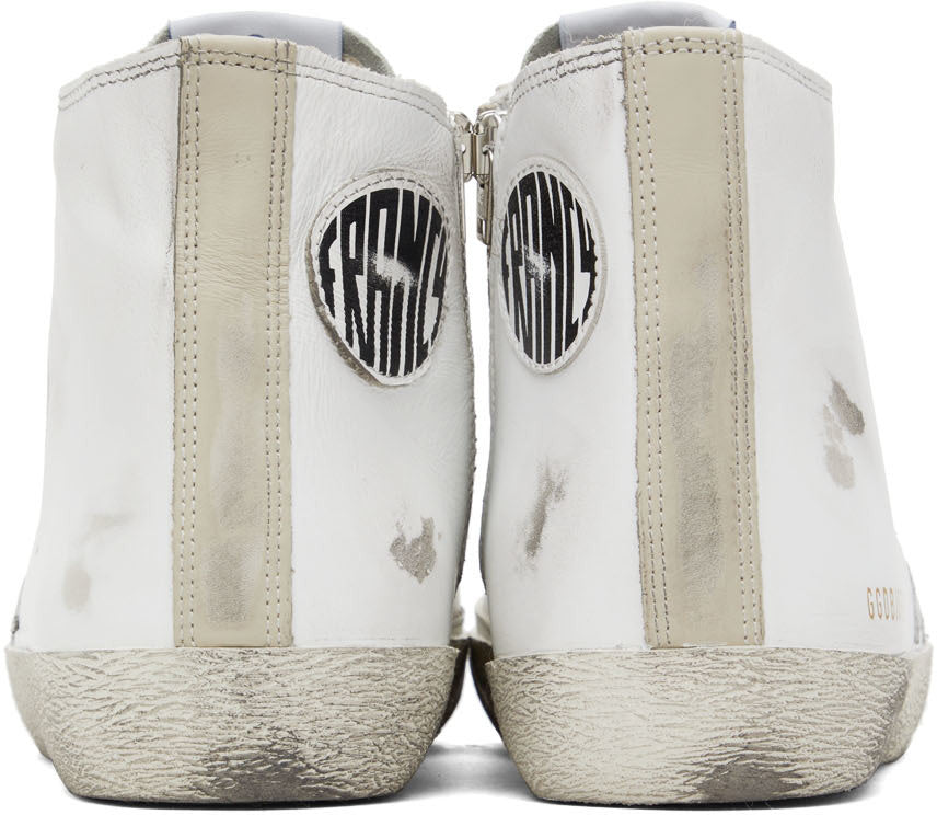 GOLDEN GOOSE White & Silver Francy Classic High-Top Sneakers