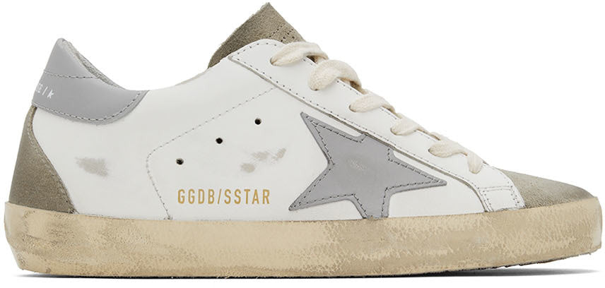 (Pre Order)GOLDEN GOOSE White & Gray Super-Star Classic Low-Top Sneakers