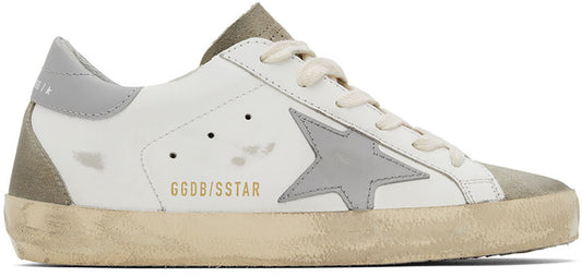 GOLDEN GOOSE White & Gray Super-Star Classic Low-Top Sneakers