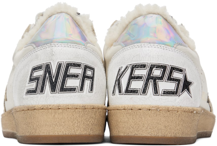 GOLDEN GOOSE White & Taupe Ball Star Sneakers