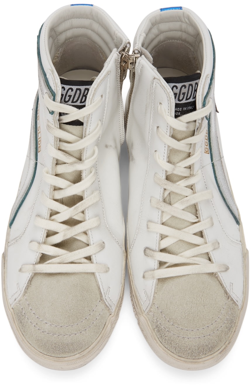 (Pre Order)GOLDEN GOOSE White Leather & Suede Slide Classic High-Top Sneakers