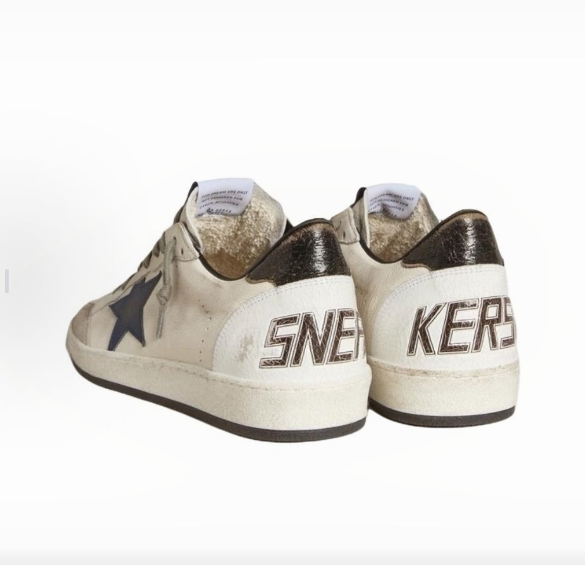 Golden Goose Ball Star sheepskin leather black tail graffiti star pattern round toe lace-up low-top sneakers for men (white)