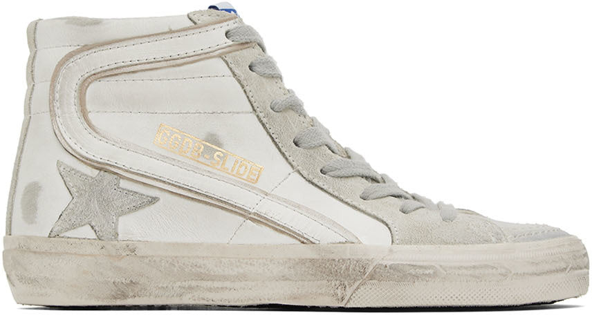 GOLDEN GOOSE White & Gray Slide Classic High-Top Sneakers