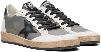 GOLDEN GOOSE Gray & White Ball Star Sneakers