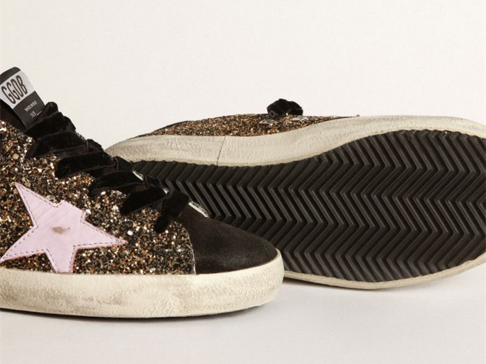 GOLDEN GOOSE Super-Star sneakers in glitter with red leather star