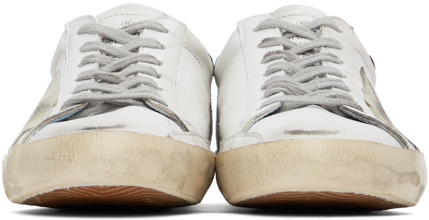 GOLDEN GOOSE White & Blue Super-Star Sneakers