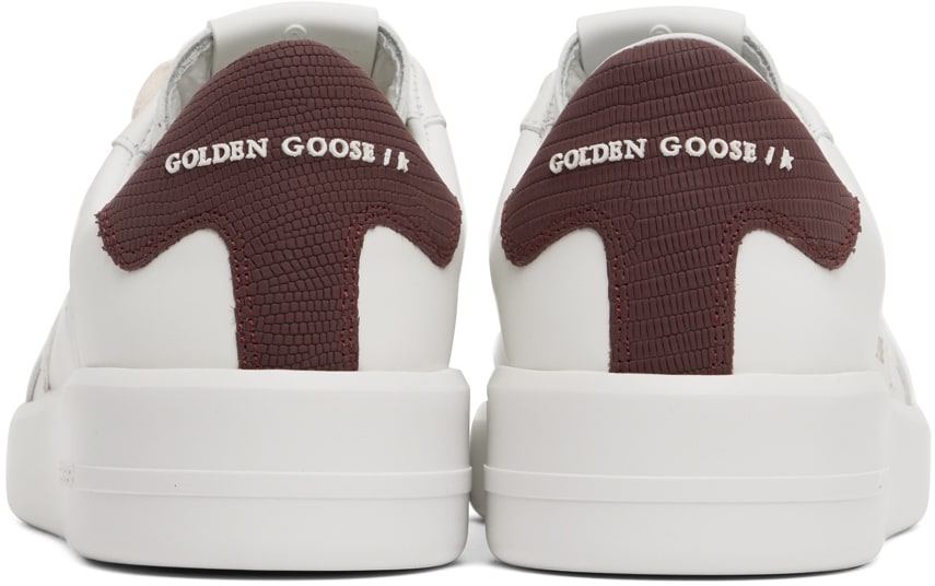 GOLDEN GOOSE White & Burgundy Purestar Sneakers