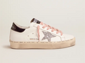 GOLDEN GOOSE White Hi-Star sneakers with glittery star and pink laces