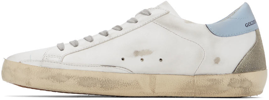 GOLDEN GOOSE White & Blue Super-Star Sneakers