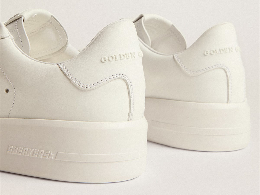 GOLDEN GOOSE Purestar sneakers in white leather with silver-colored crystal star