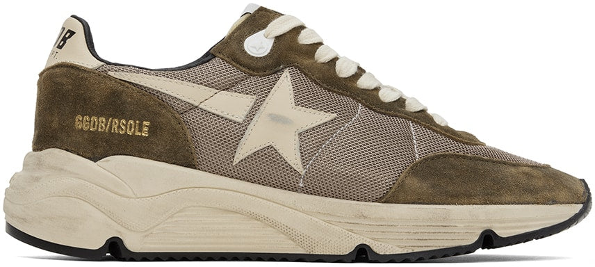 (Pre Order)GOLDEN GOOSE Khaki & Beige Running Sole Low-Top Sneakers