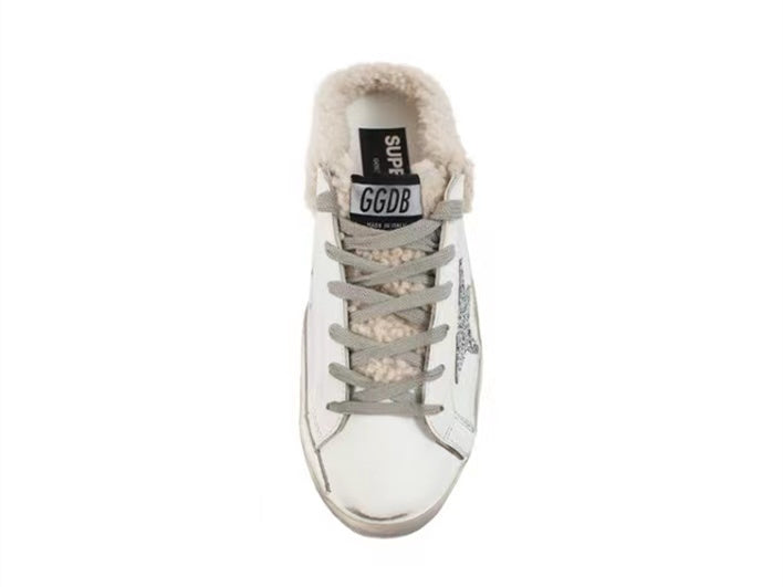 GOLDEN GOOSE Super-Star lace-up sneakers in silver