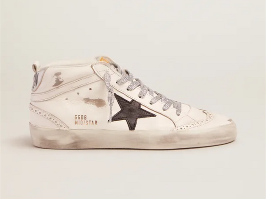GOLDEN GOOSE Mid-Star sneakers with laminated heel tab and glittery laces