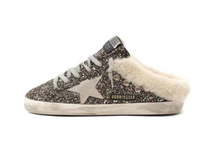 GOLDEN GOOSE Super-Star sabot black gold