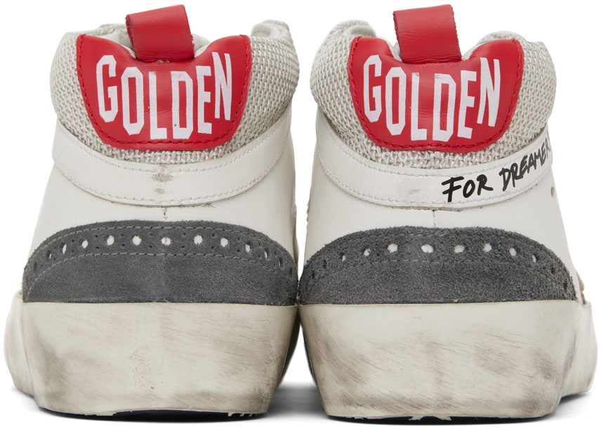 GOLDEN GOOSE White & Gray Mid Star Double Quarter Sneakers