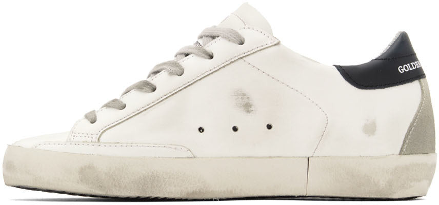 GOLDEN GOOSE White & Navy Stardan Sneakers