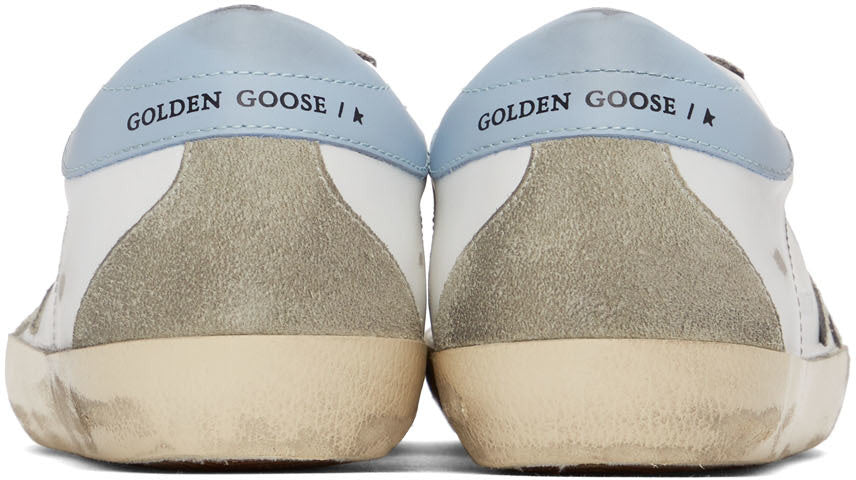 GOLDEN GOOSE White & Blue Super-Star Sneakers