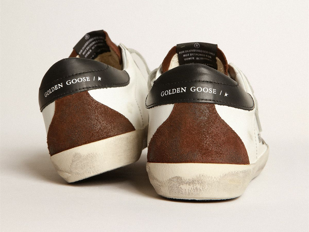 GOLDEN GOOSE Two-tone white and brown Super-Star sneakers