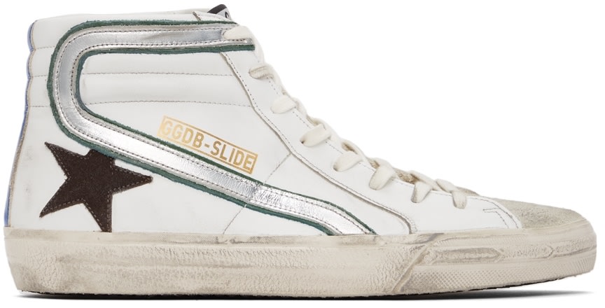 (Pre Order)GOLDEN GOOSE White Leather & Suede Slide Classic High-Top Sneakers