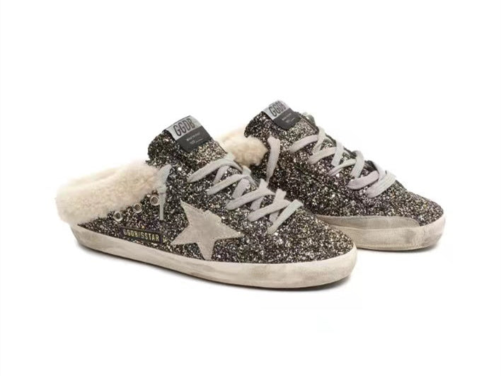 GOLDEN GOOSE Super-Star sabot black gold